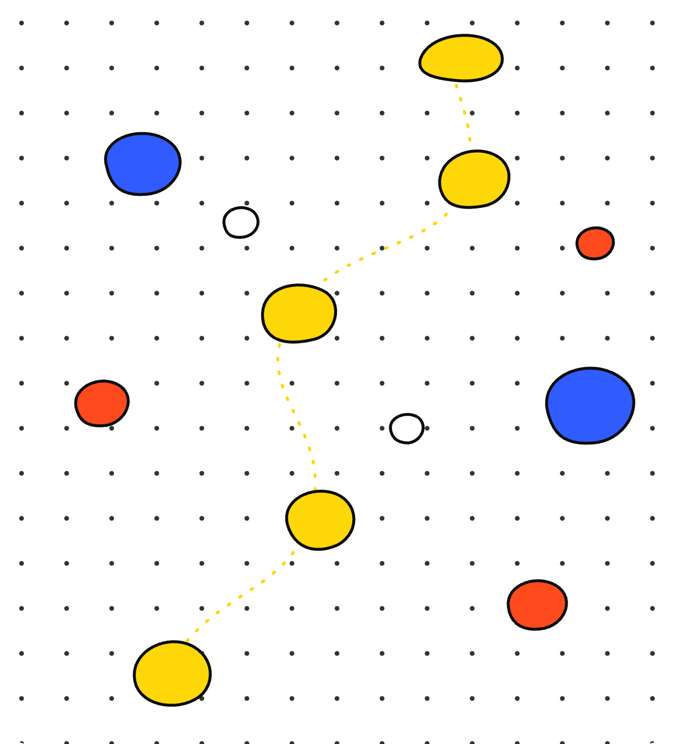 Illustrated climbing wall with a highlighted yellow route